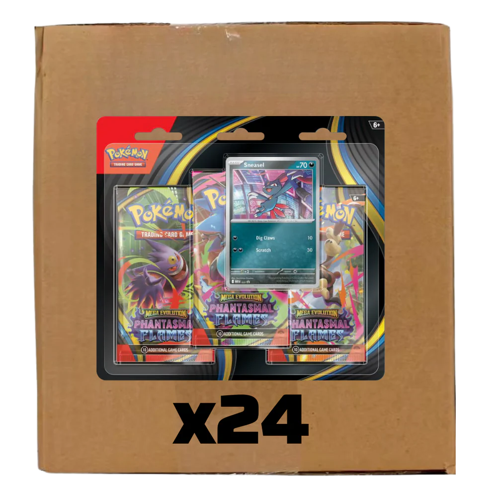 Sealed case of Phantasmal Flames 3-pack blisters